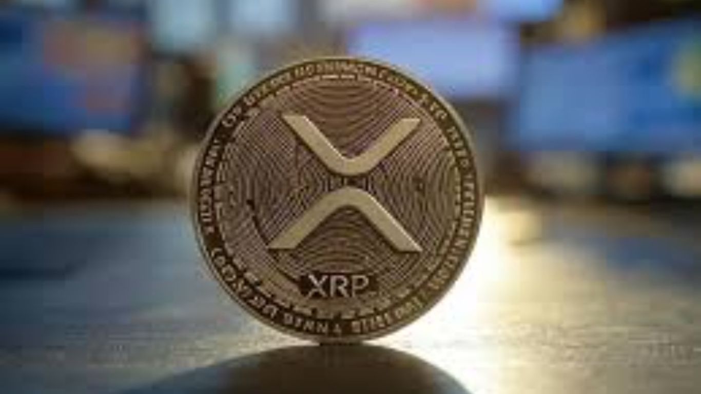 A physical representation of the cryptocurrency XRP on a table.