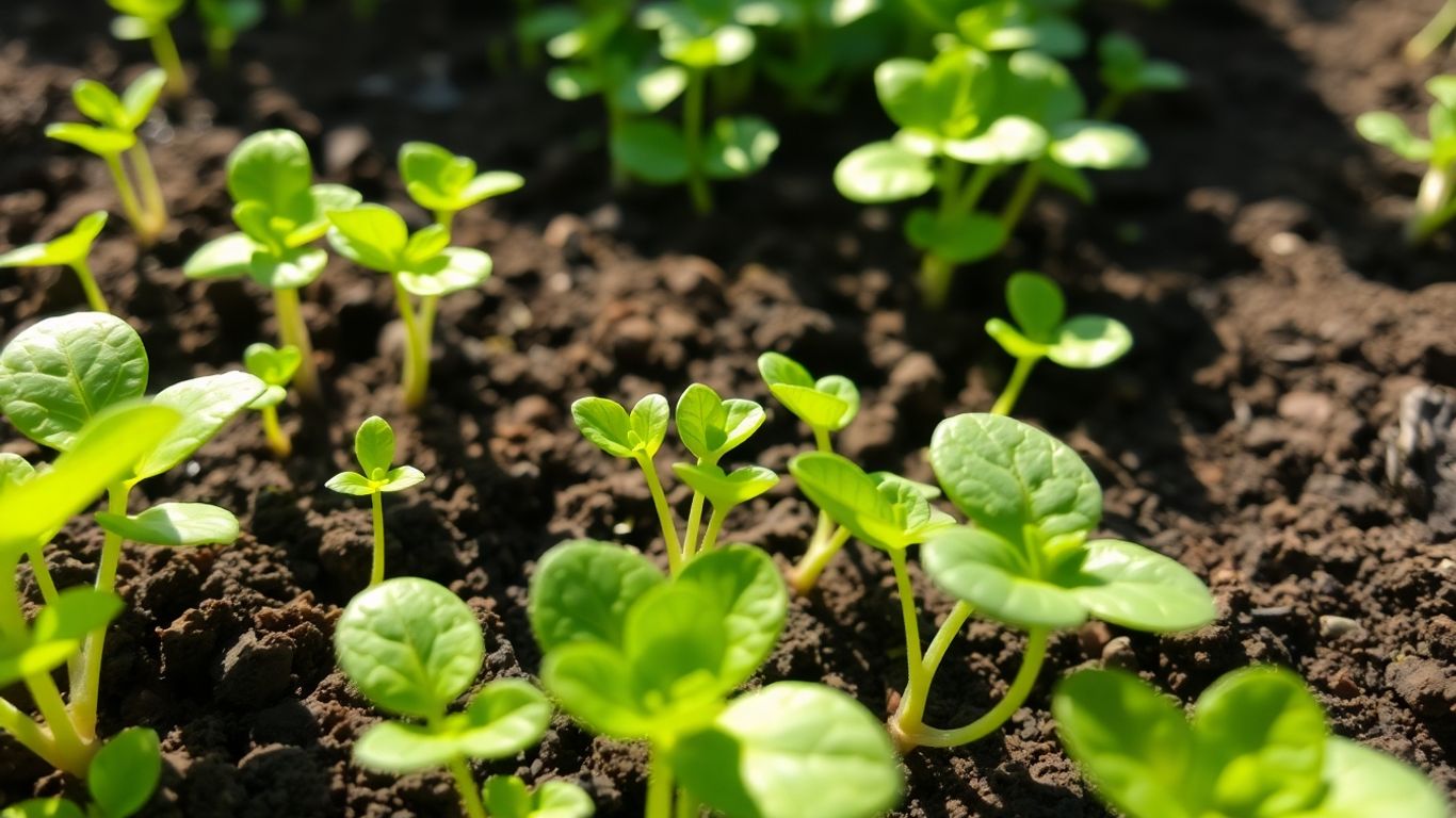 Healthy vegetable seedlings with green leaves and visible roots in soil.