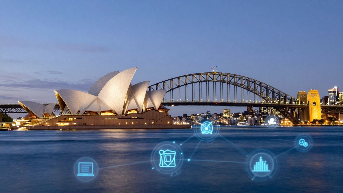 Sydney cityscape with digital elements