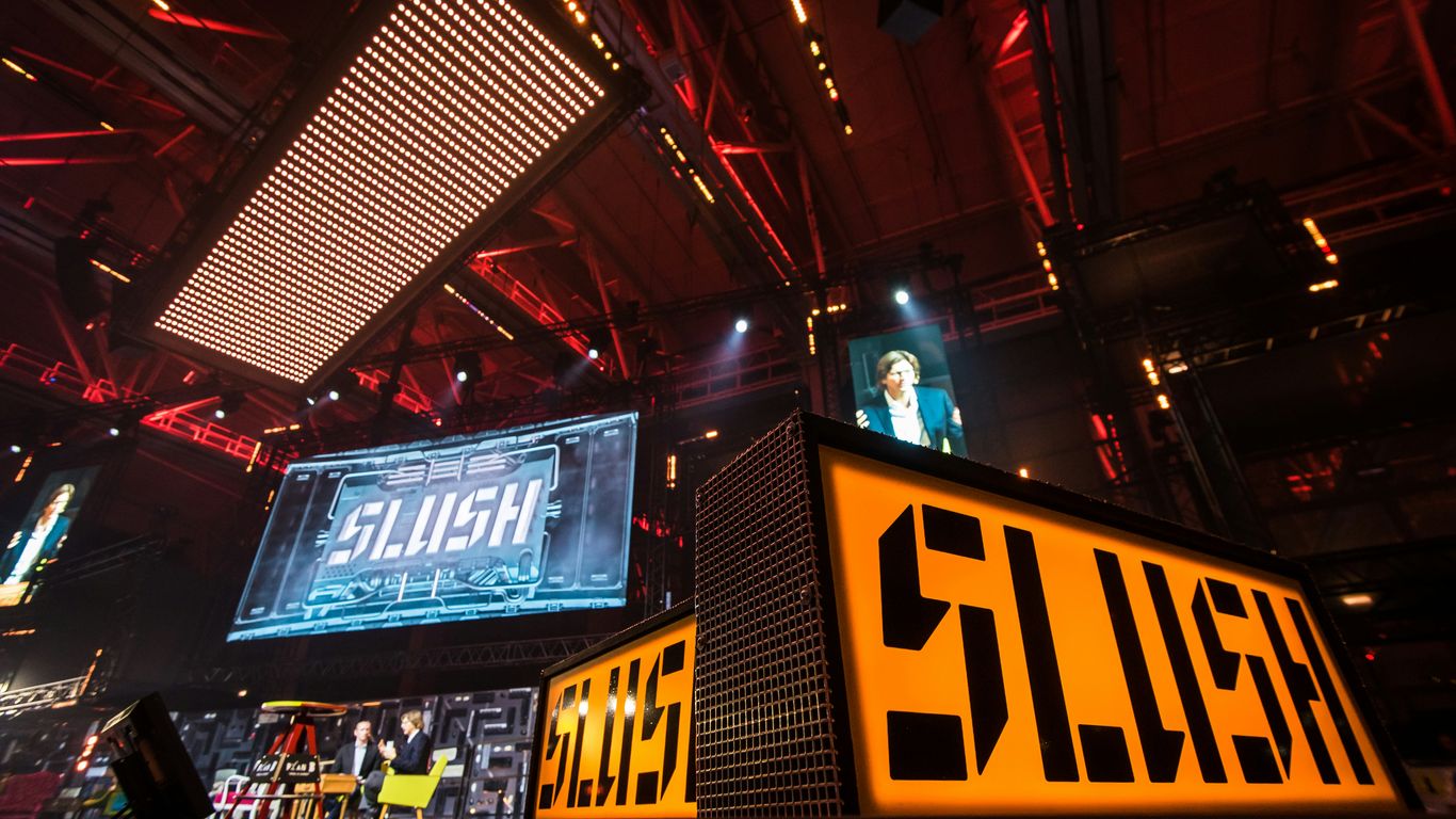 a large display in a building with a lot of lights