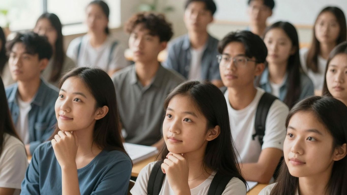 Diverse students looking towards a bright future