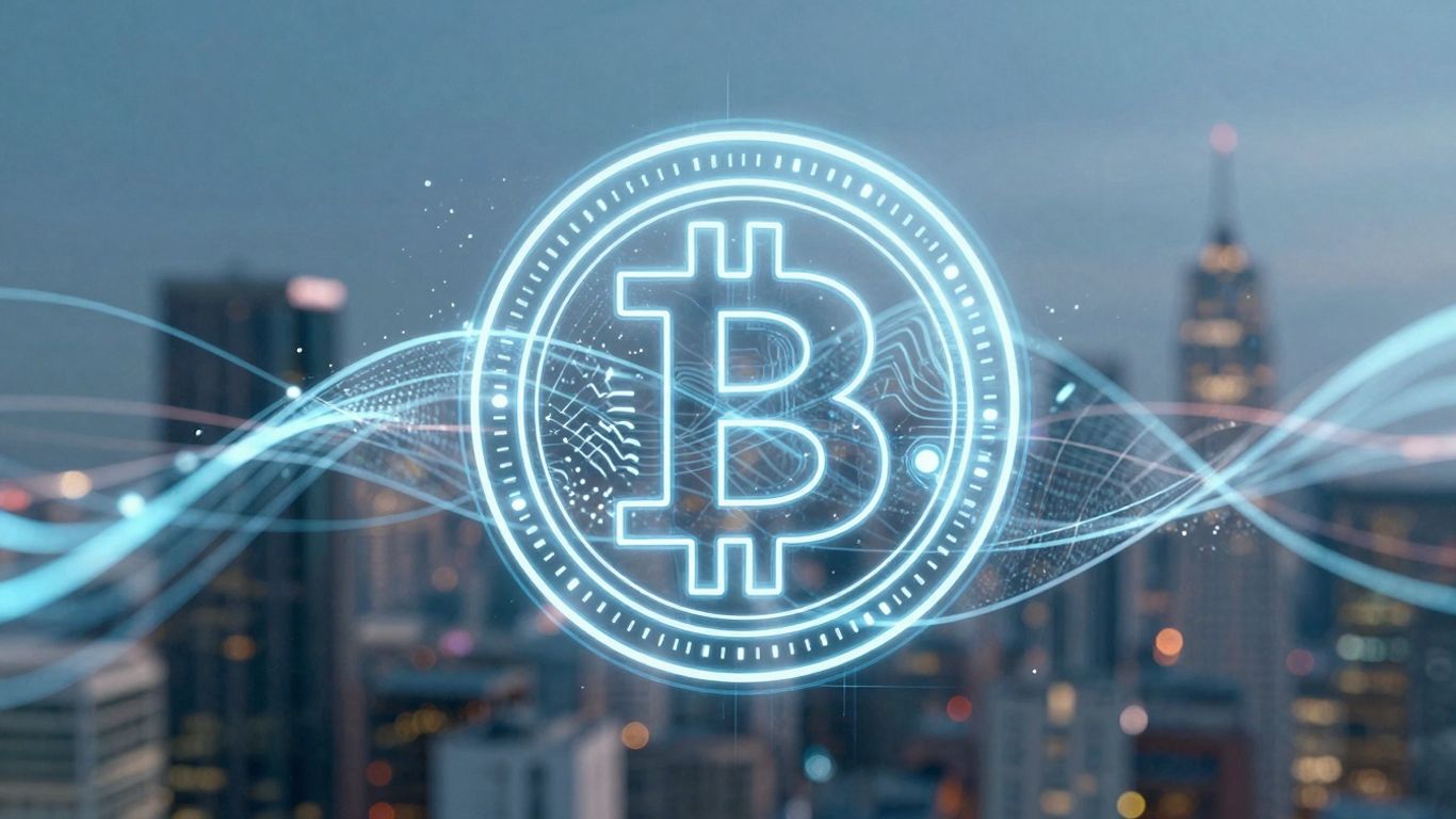 Digital assets and futuristic cityscape