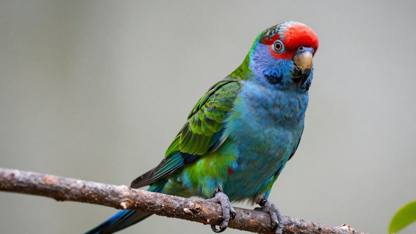 Plum headed parakeet perched on a branch