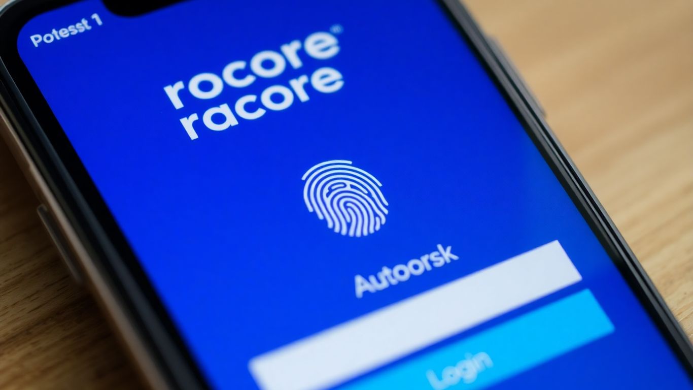 Procore and Autodesk login screen with fingerprint icon.