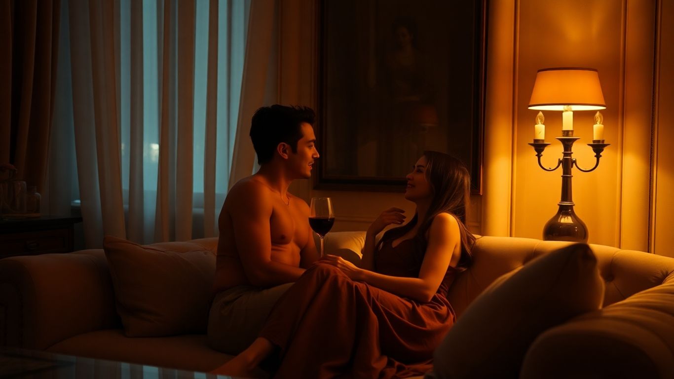Couple dans une chambre d'amour luxueuse et intime