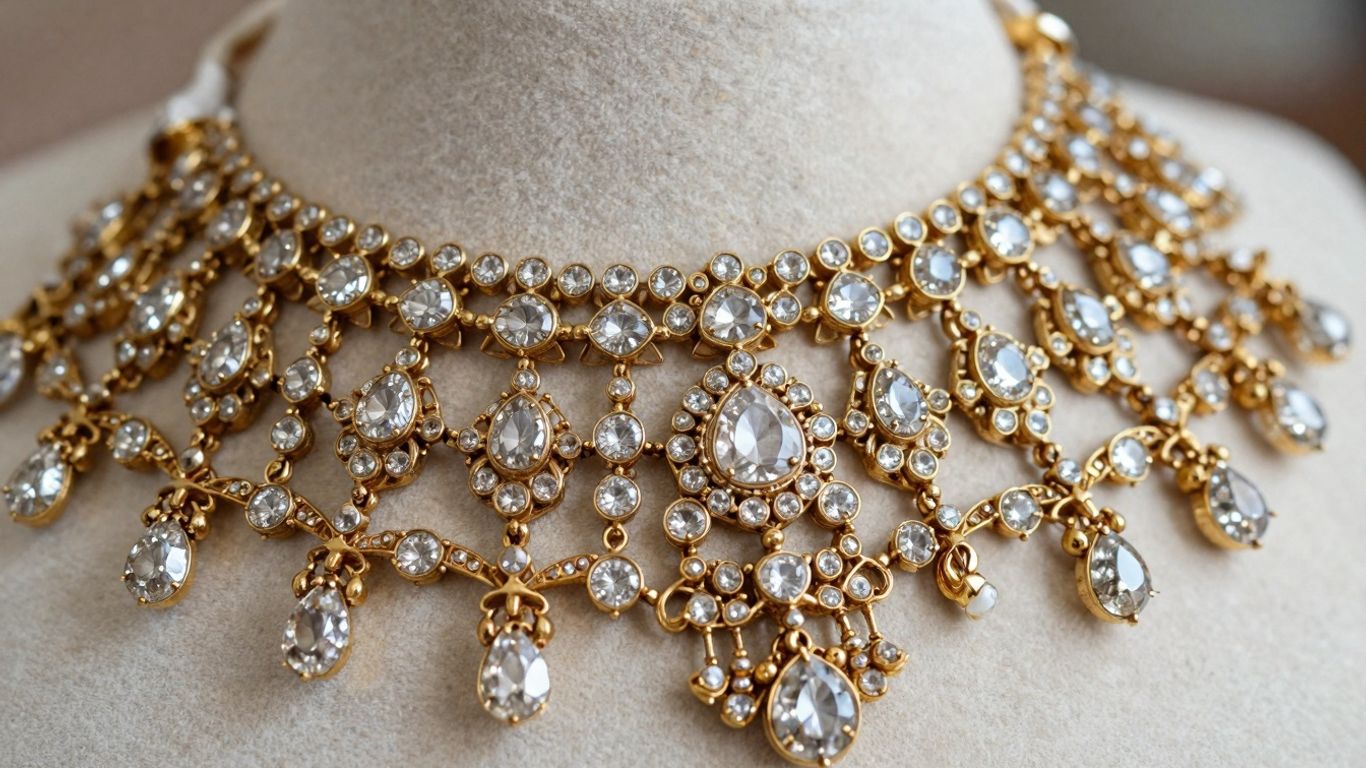 Gold Polki necklace with uncut diamonds.