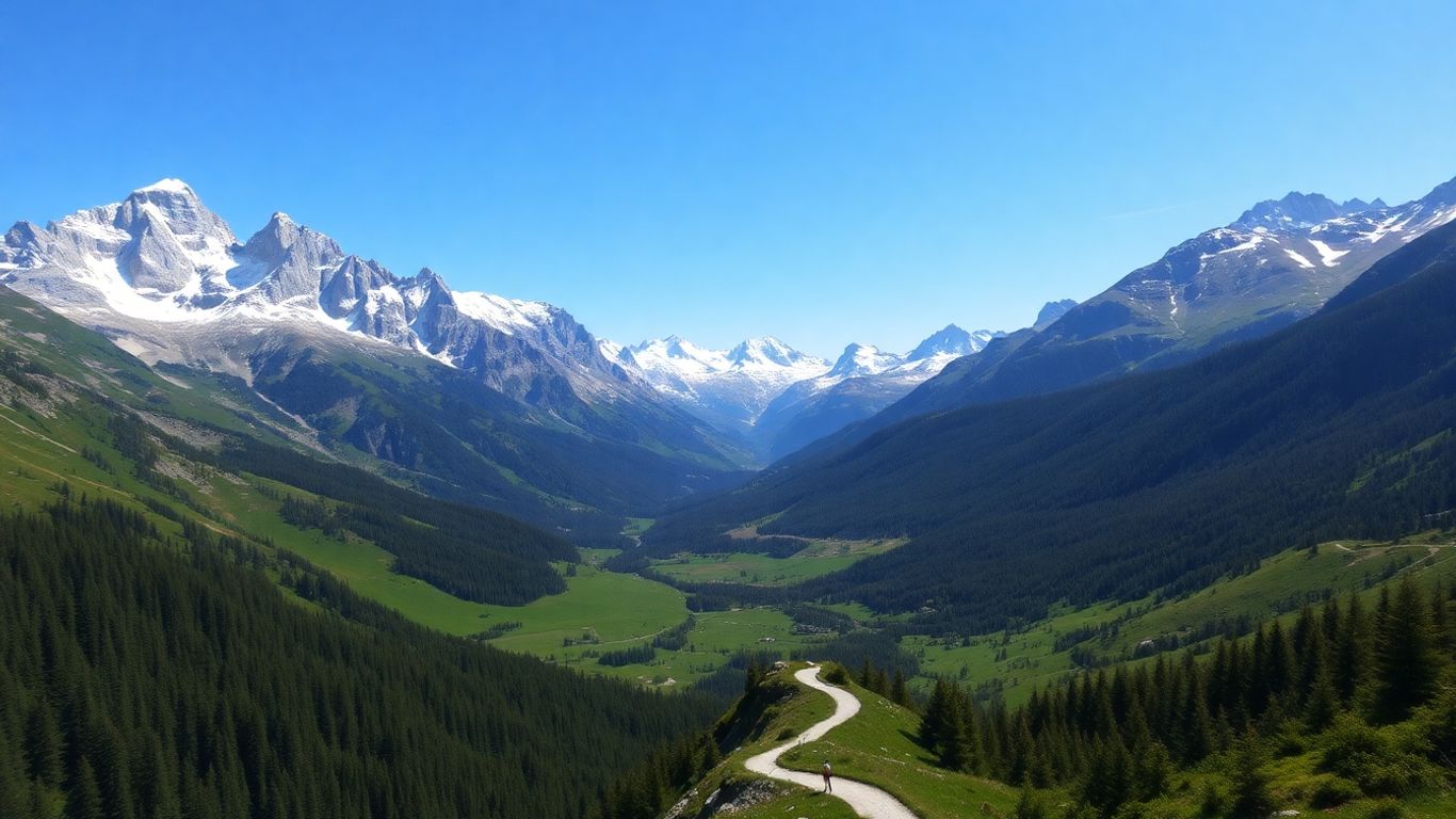 Berglandschaft im Schweizer Nationalpark mit Wanderweg.