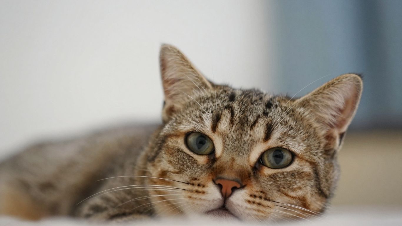 Cat with a tilted head, looking curious.