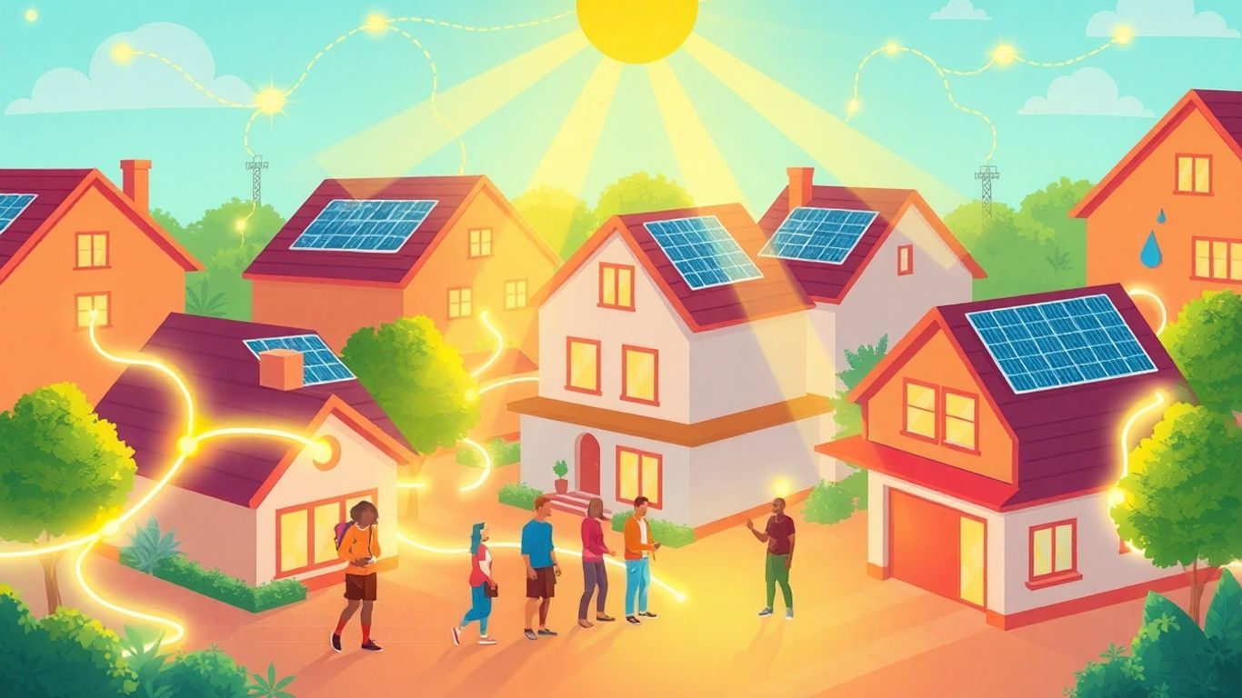 House with solar panels and power lines