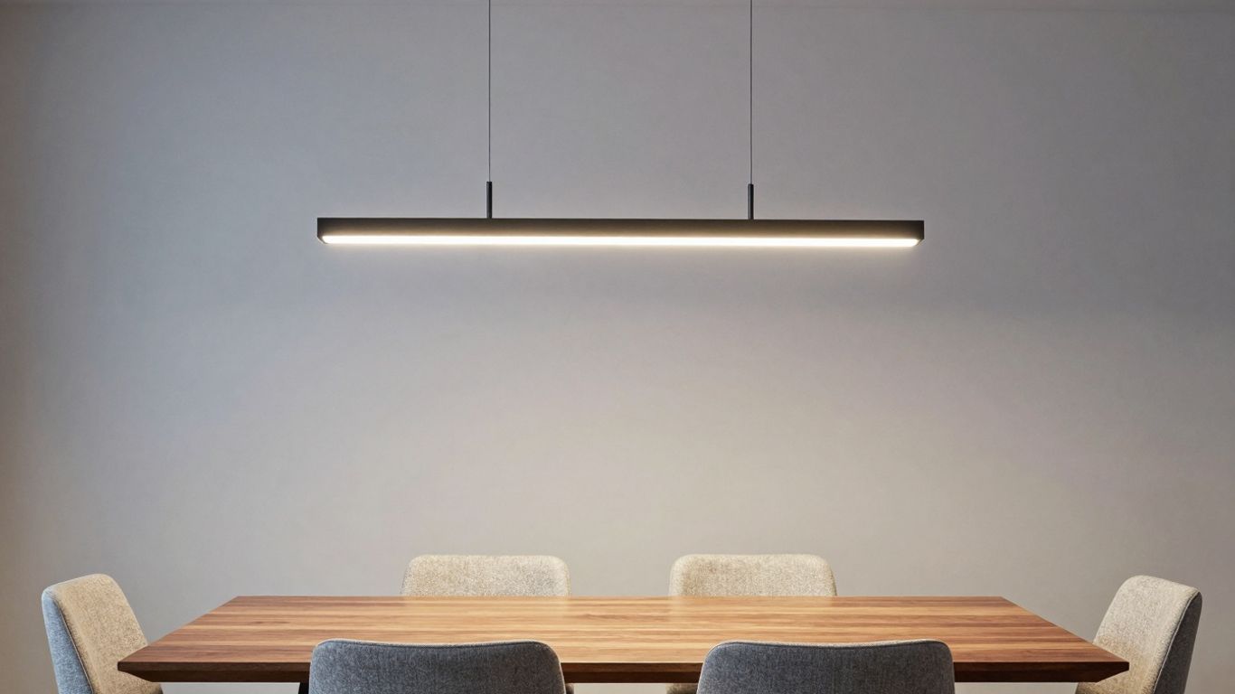 Elegant pendant light over a dining table.