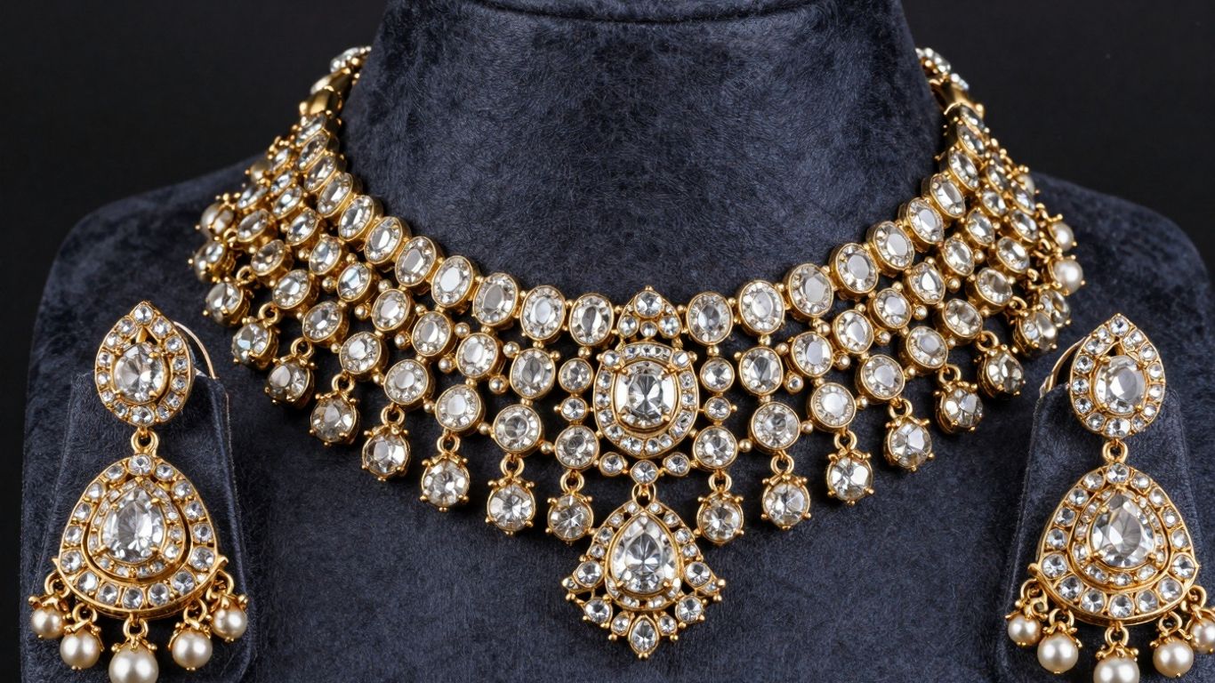 Exquisite Polki jewellery set with uncut diamonds.