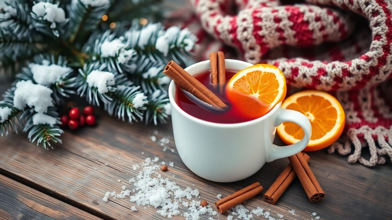 Heißer Glühwein mit Zimt und Orange im Winter