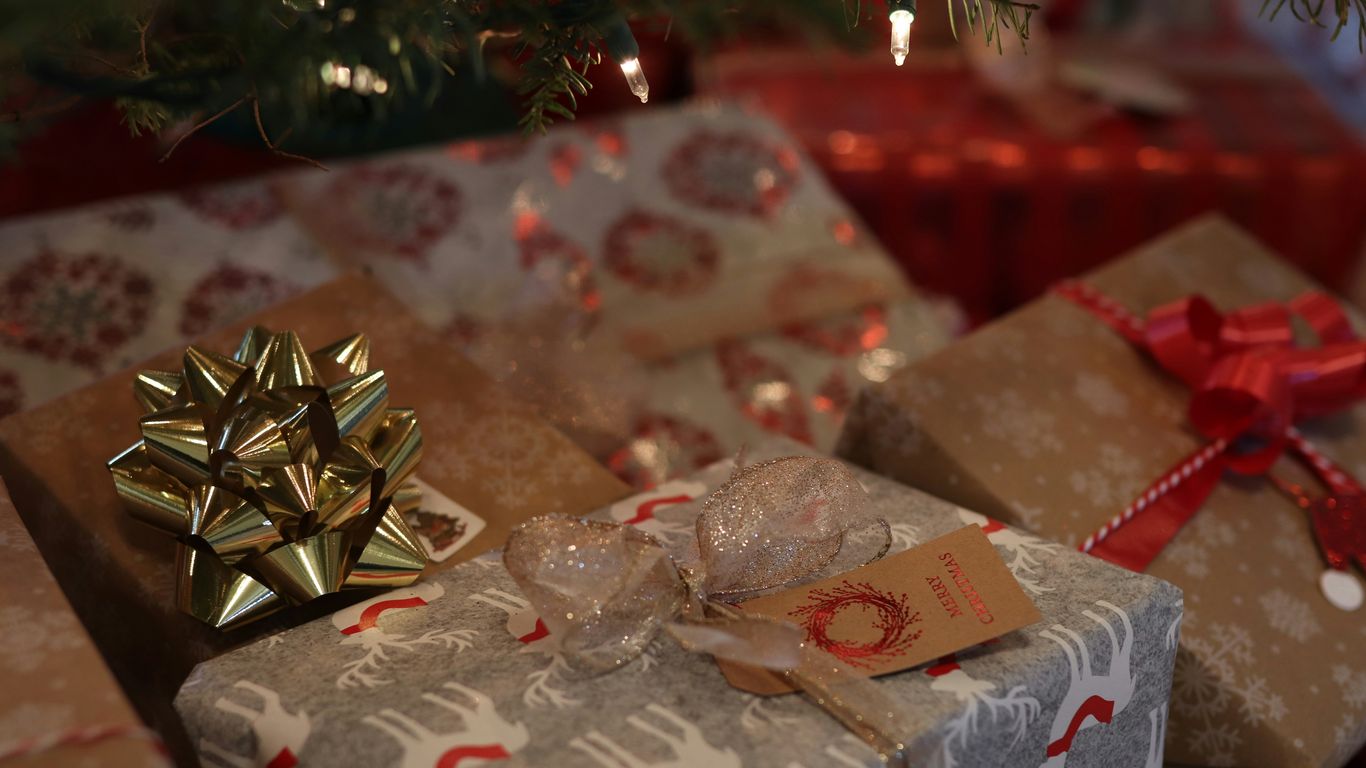 brown and white gift wrapper