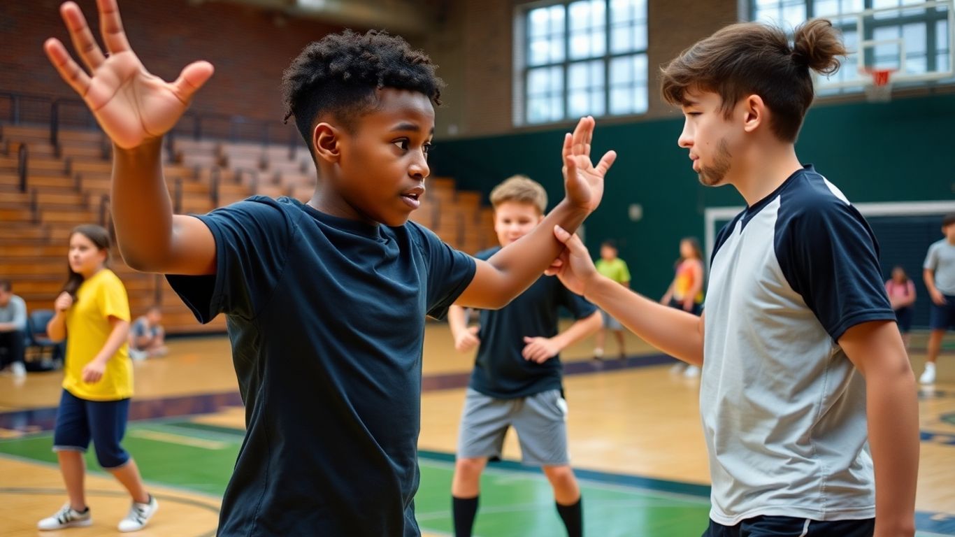 Schüler bei sportlichen Übungen im Unterricht