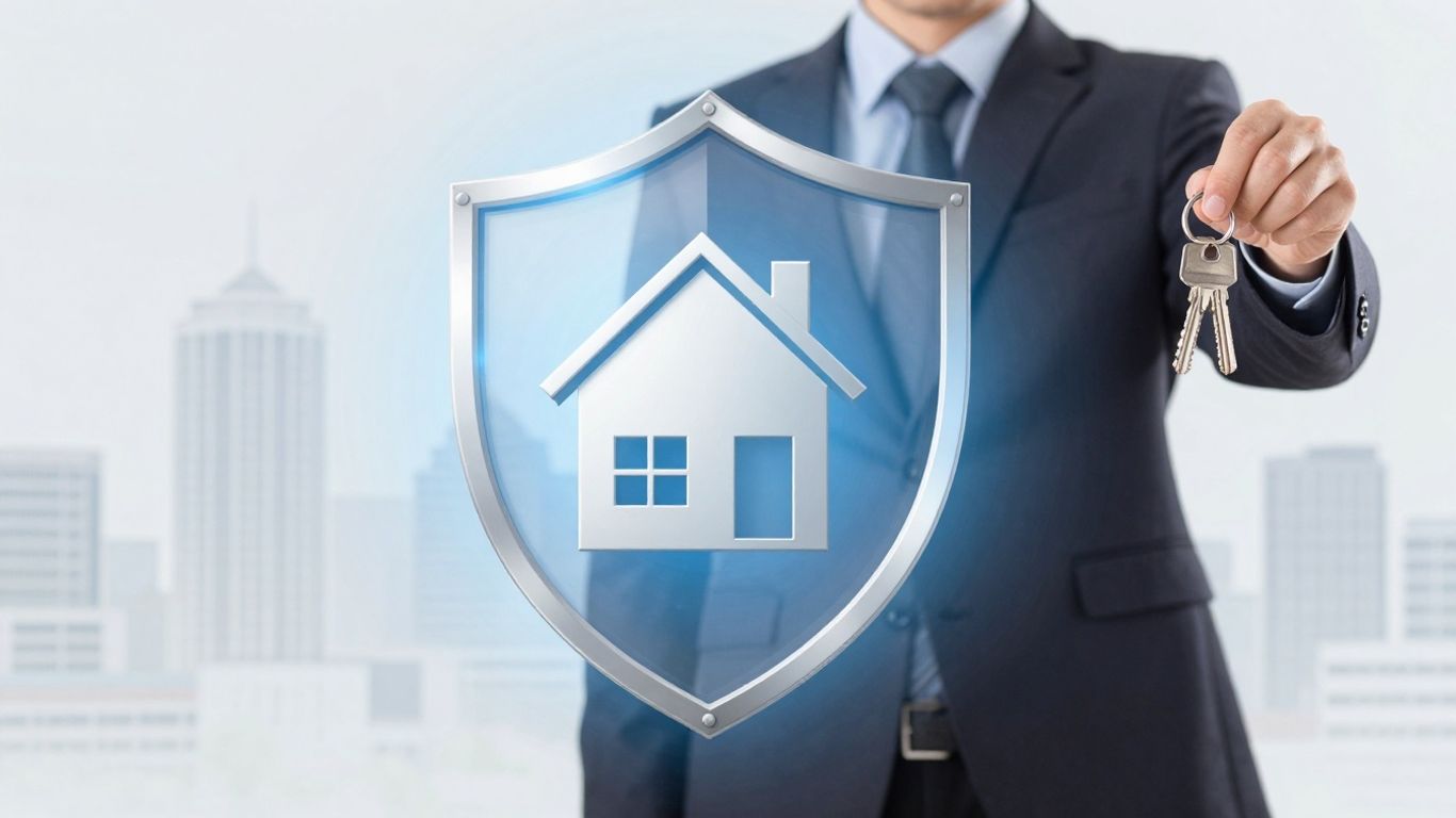 Casa con escudo protector y propietario.