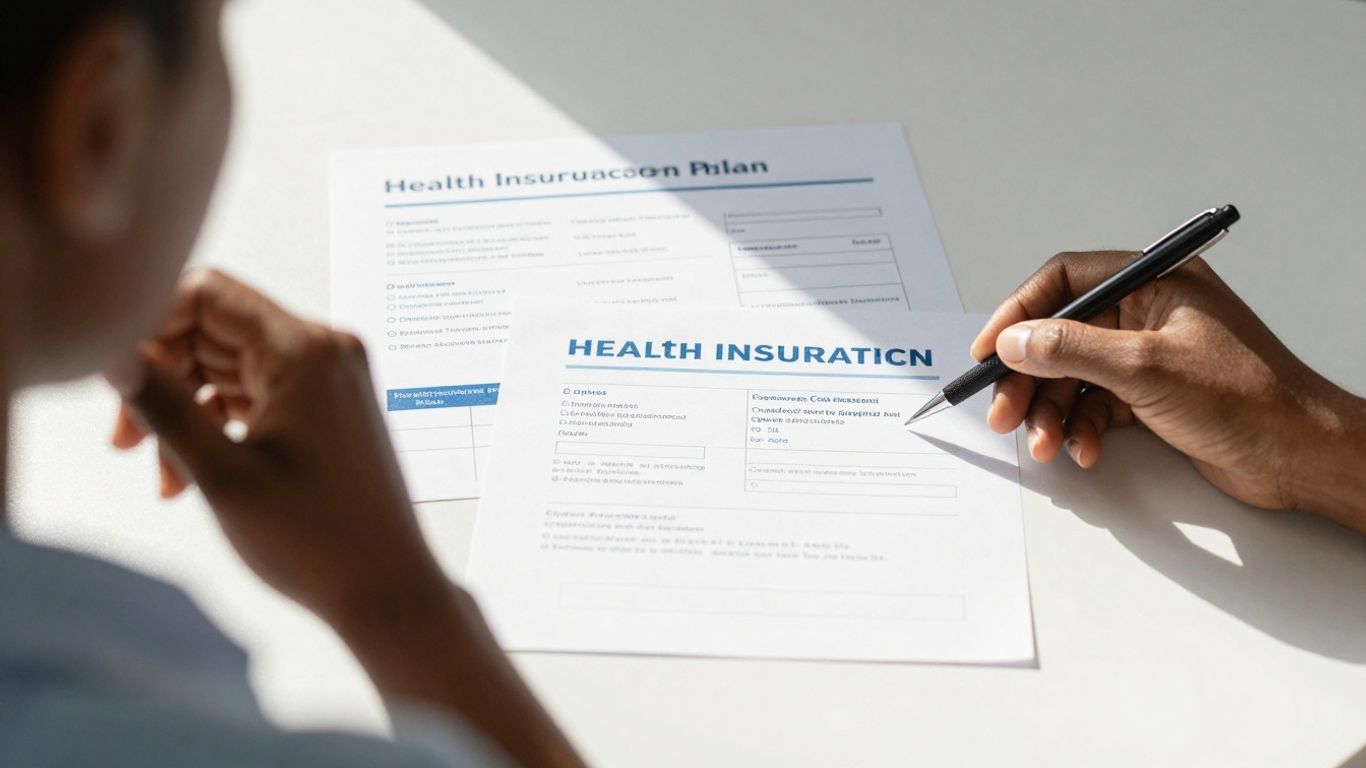 Person choosing between health insurance plans.