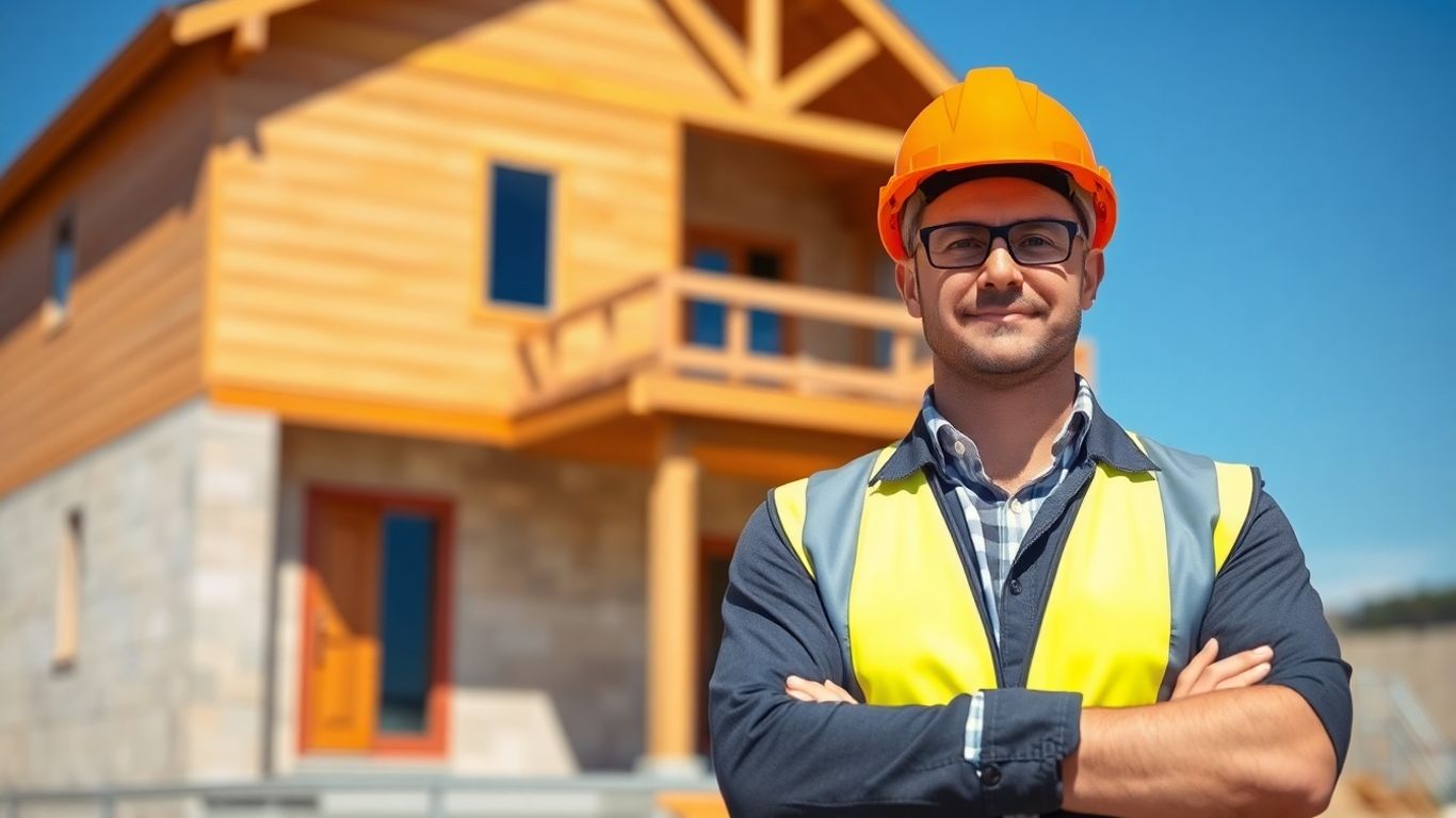 Construction worker at a building site.
