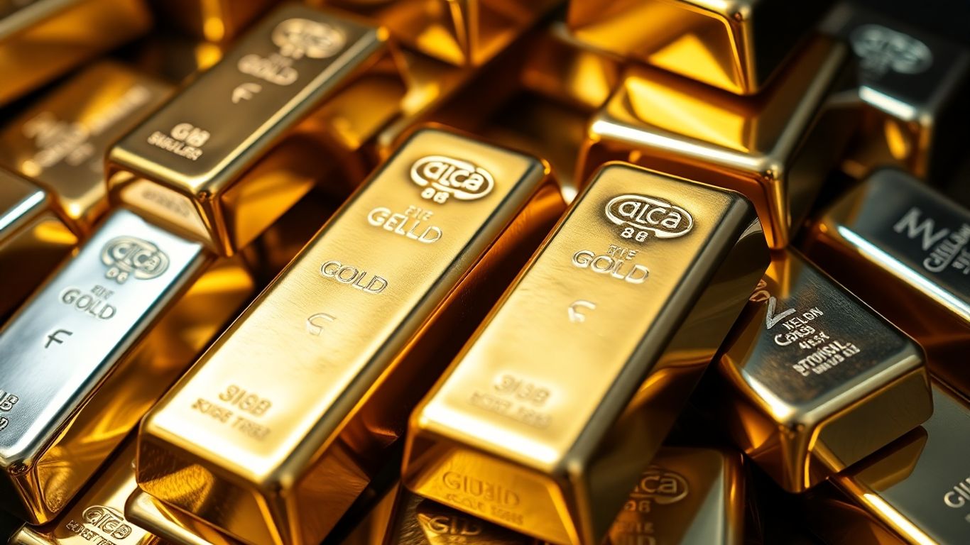 Gold and silver bullion bars stacked together.