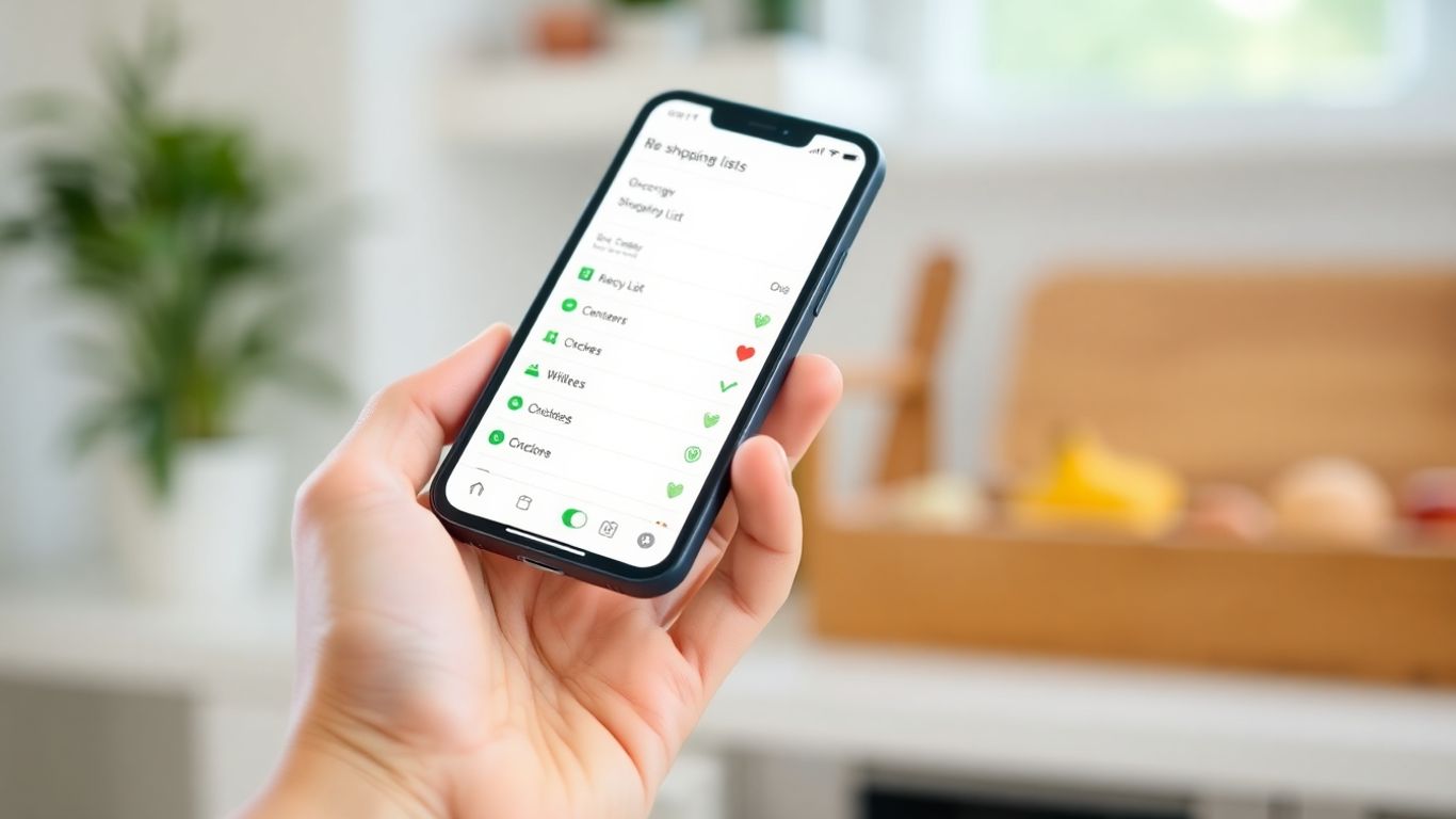 Smartphone mit Einkaufsliste App