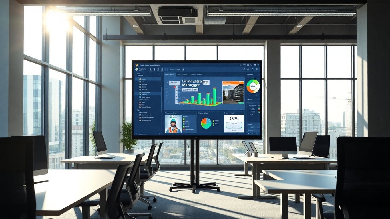 CMiC Construction software interface on a monitor