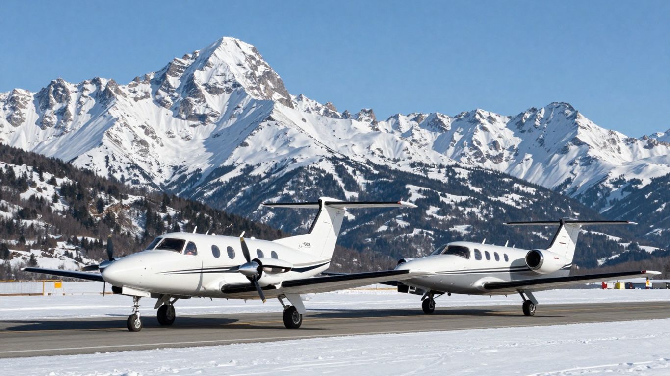 PC-12 and King Air 350i on alpine runway