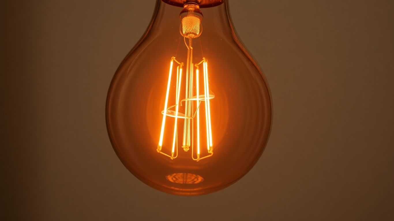 Warm glow from an LED filament bulb.