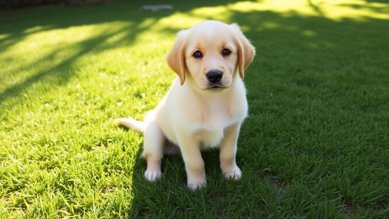 Puppy sitting on grass in Waverley