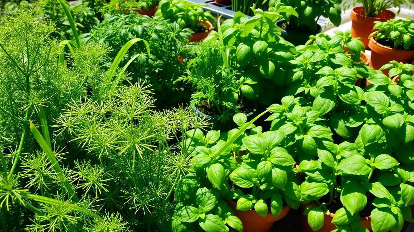 Frische Kräuter in einem sonnigen Stadtgarten