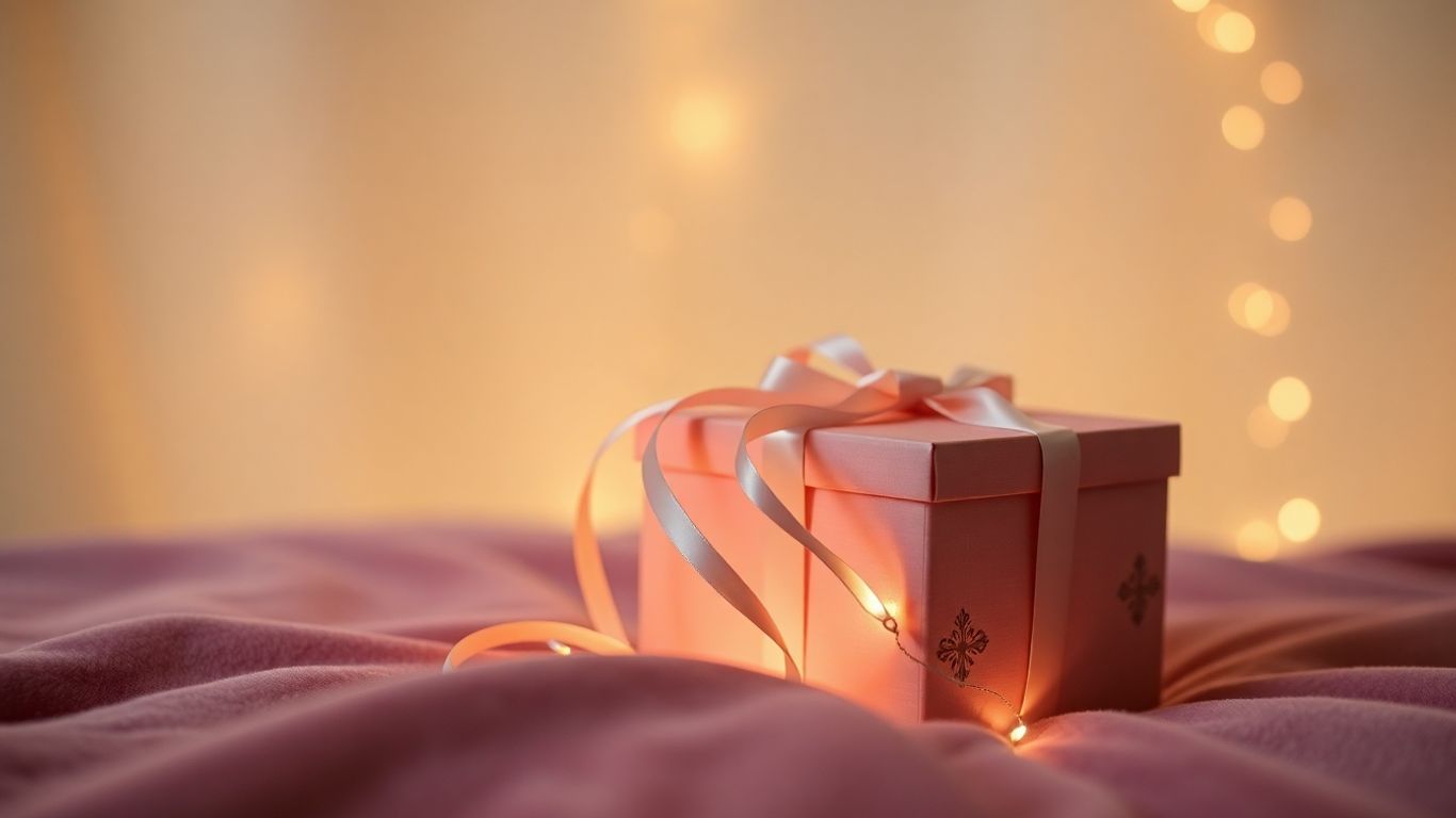 Elegant gift box with ribbons, hinting at unique Christmas presents.