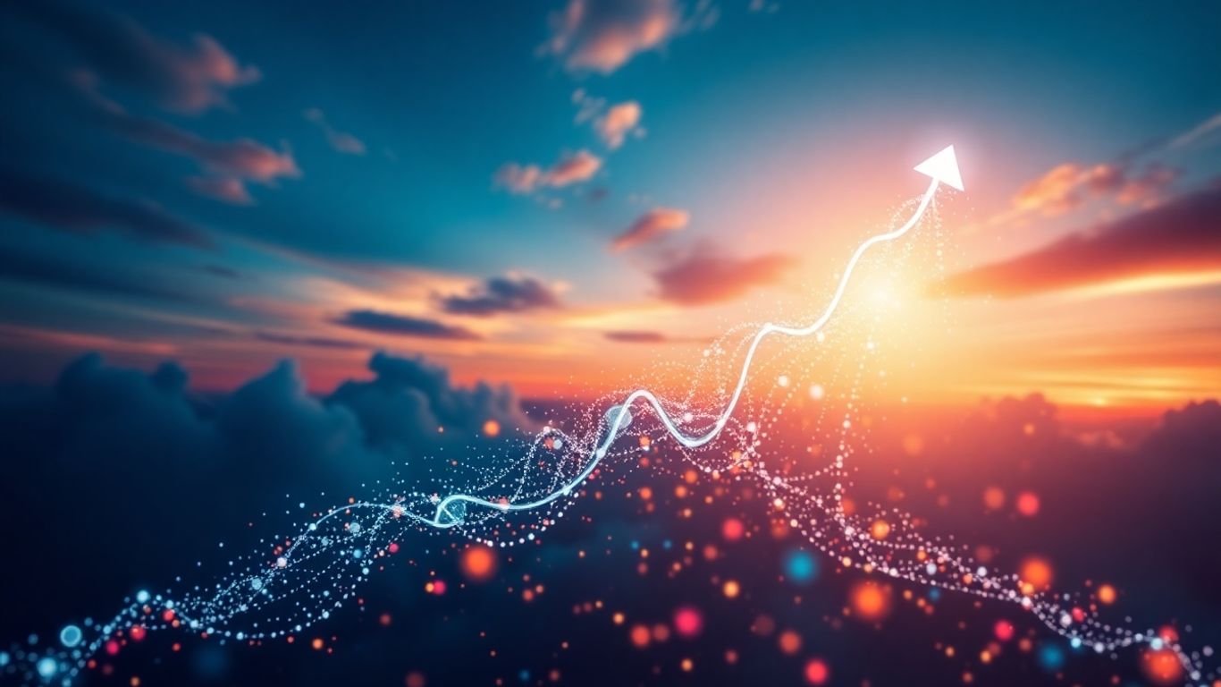 SaaS growth trajectory with abstract digital elements.