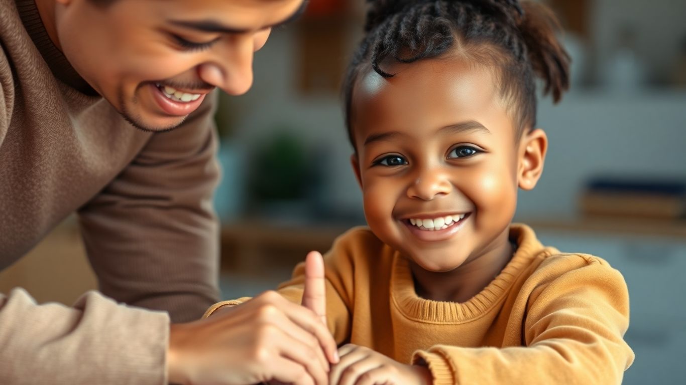 Child succeeding at a learning activity with adult support.