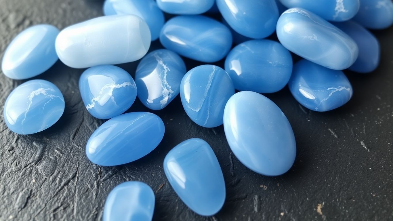 Polished blue chalcedony stones