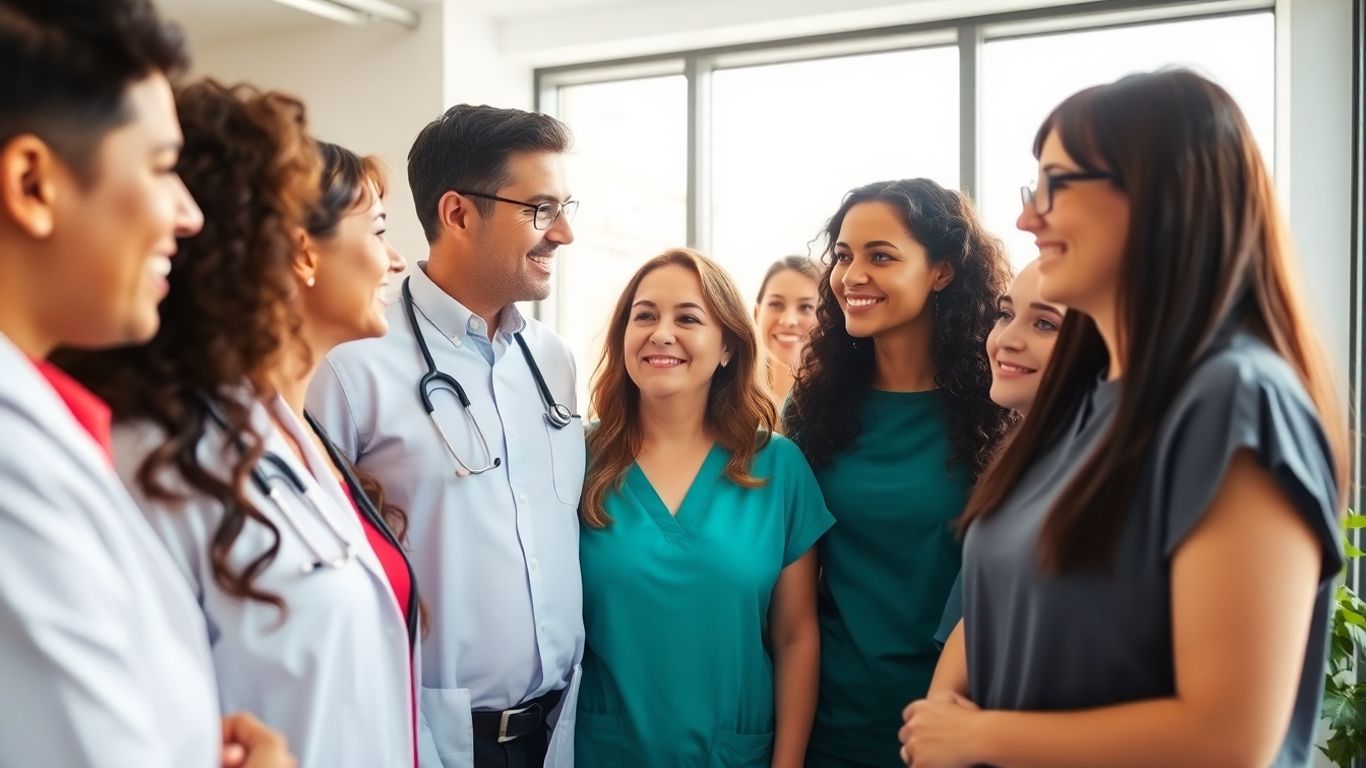 Healthcare providers collaborating in an office.