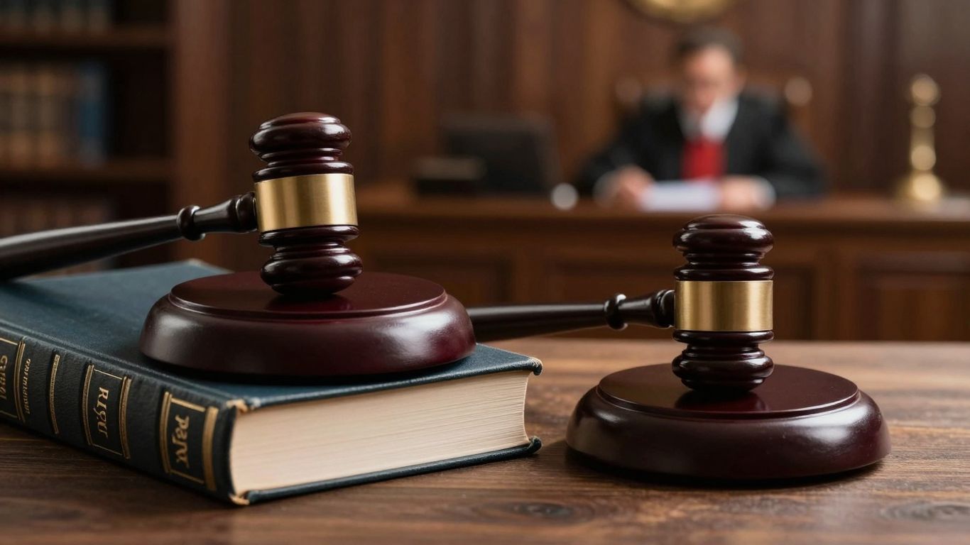 Gavel and courtroom scales of justice