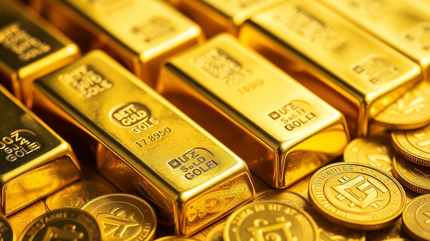 闪亮的金条和金币