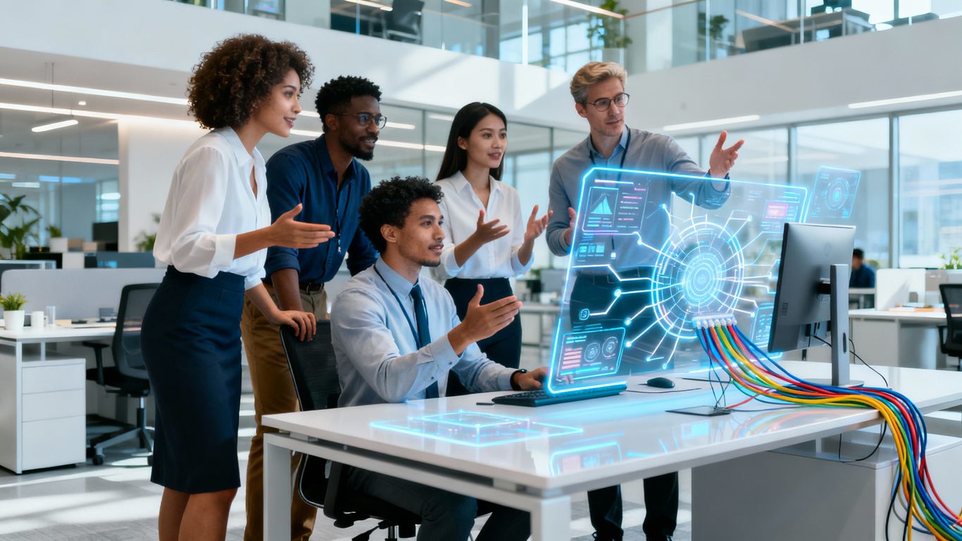 IT department professionals working with technology in an office.