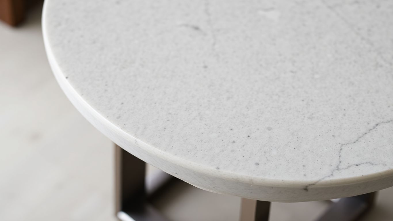 Stylish stone top side table in a modern setting.