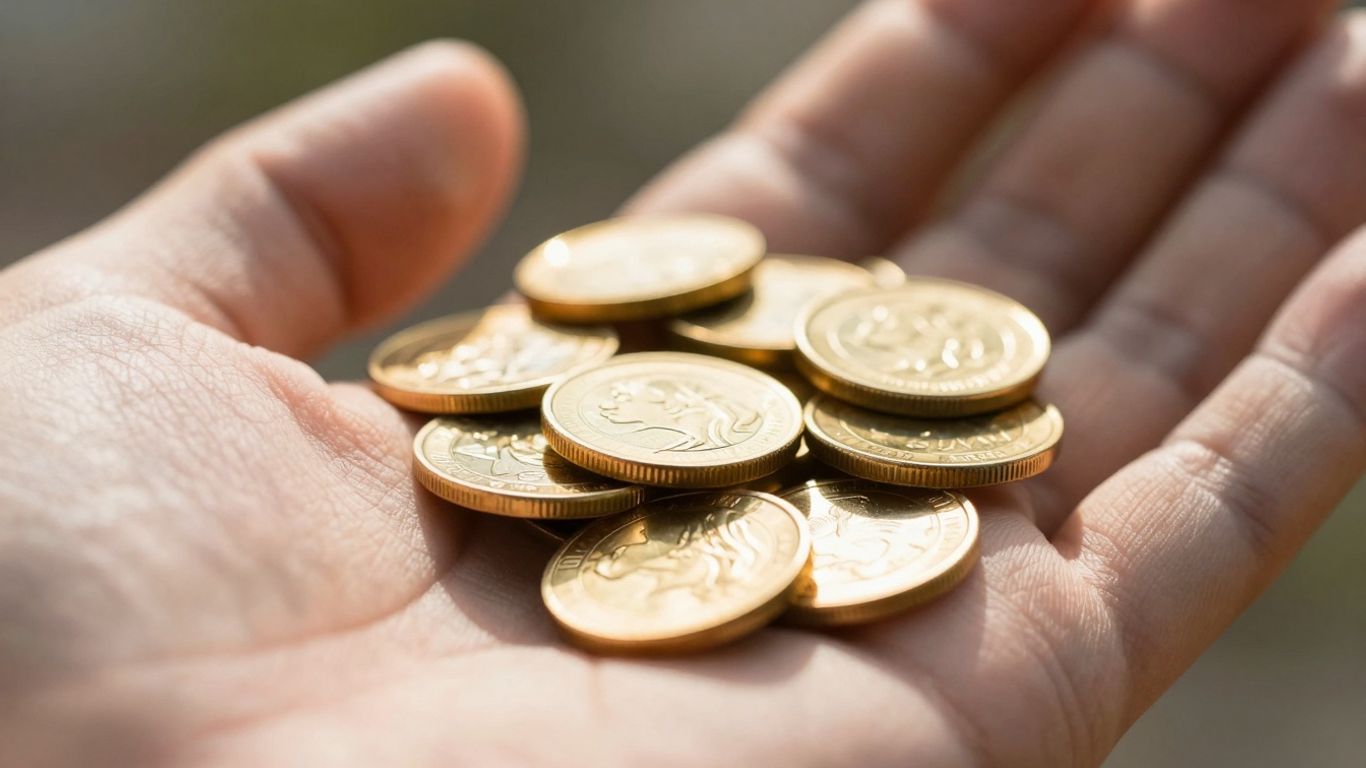 Pièces d'or dans une main