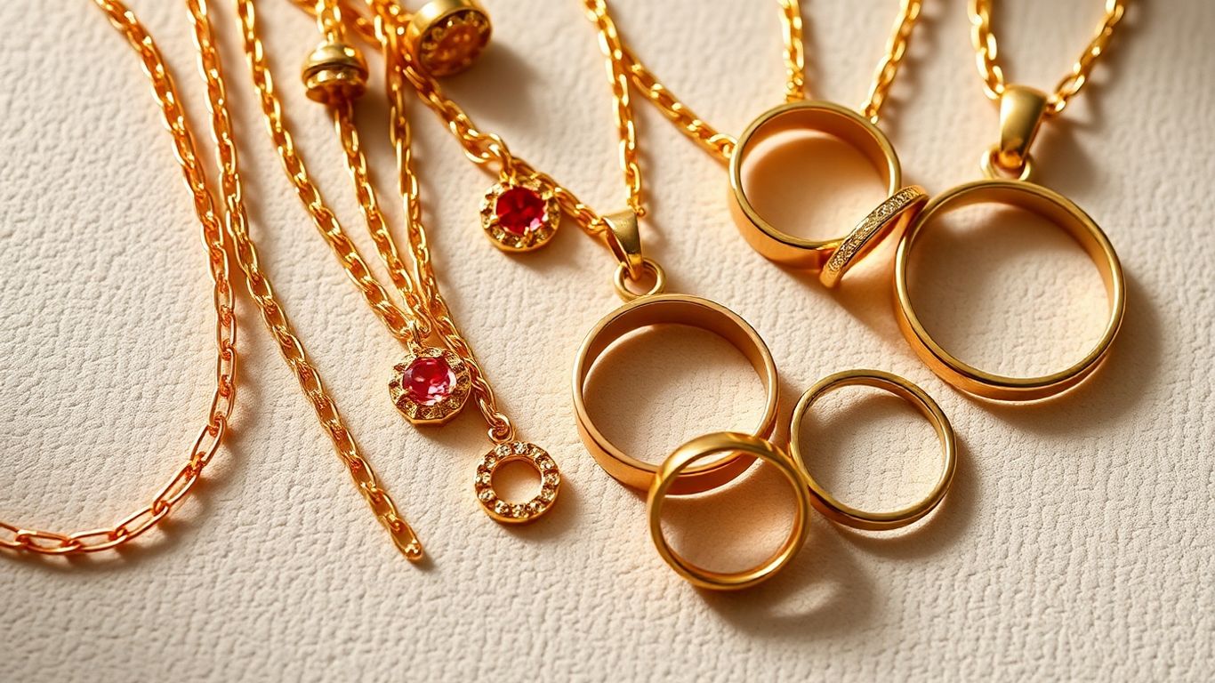 Joyas chapadas en oro brillantes y elegantes.