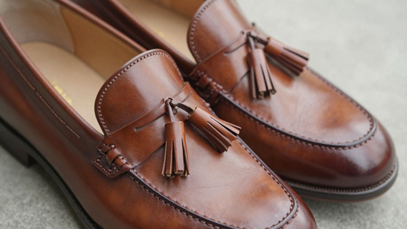 Alden tassel loafers, classic leather shoes with tassels.