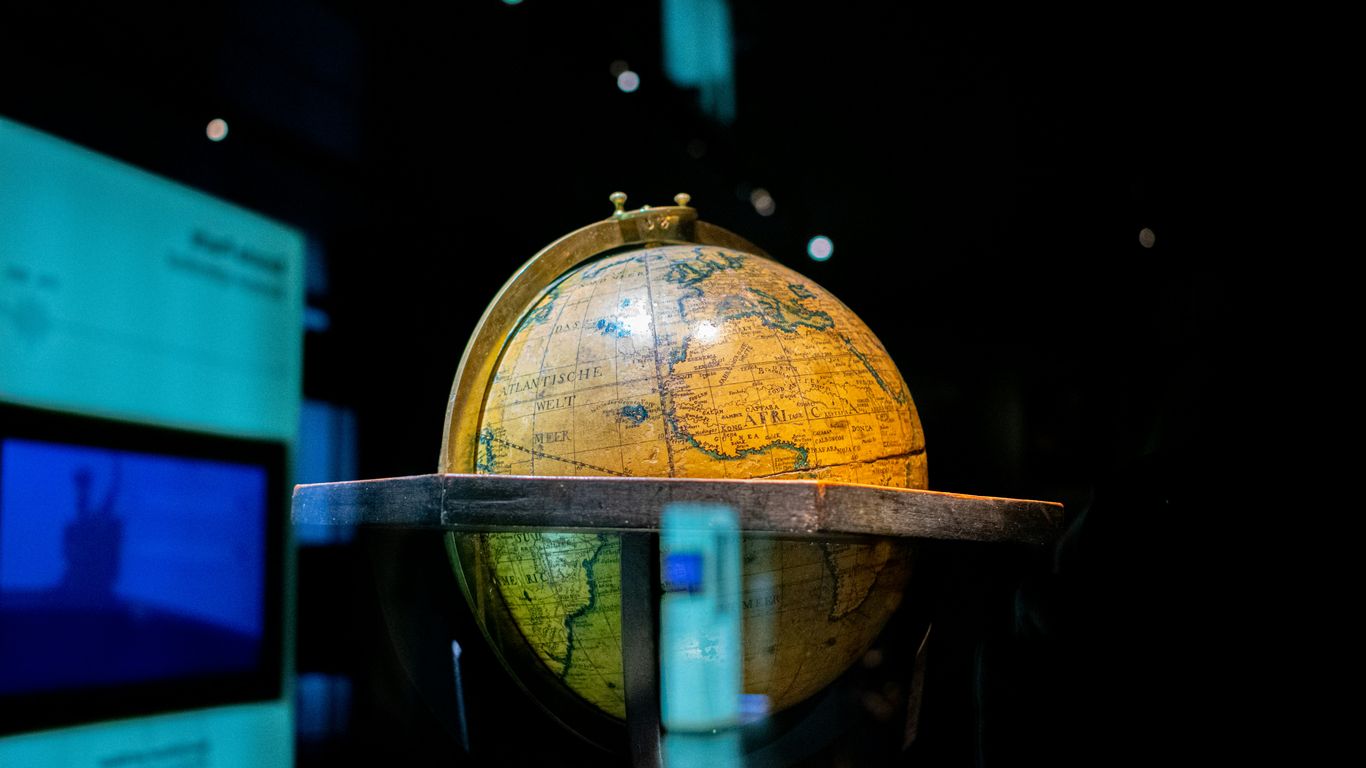 brown wooden globe with light