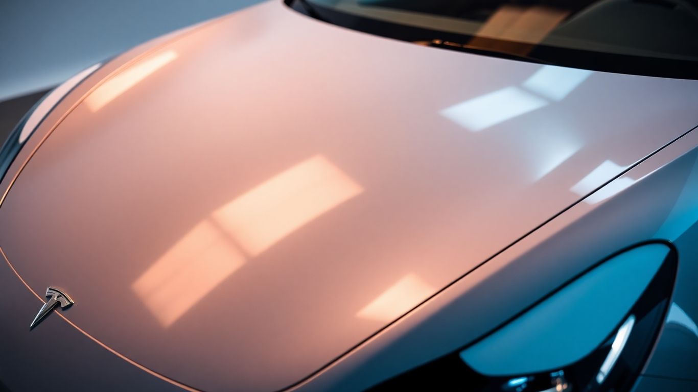 Tesla car receiving scratch protection film application.