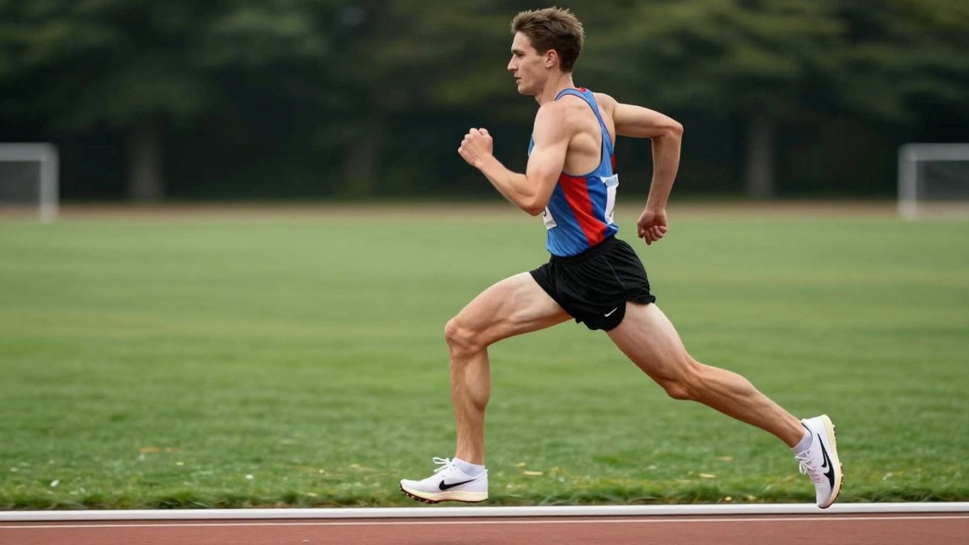 Alergător în poziție corectă, în mișcare.