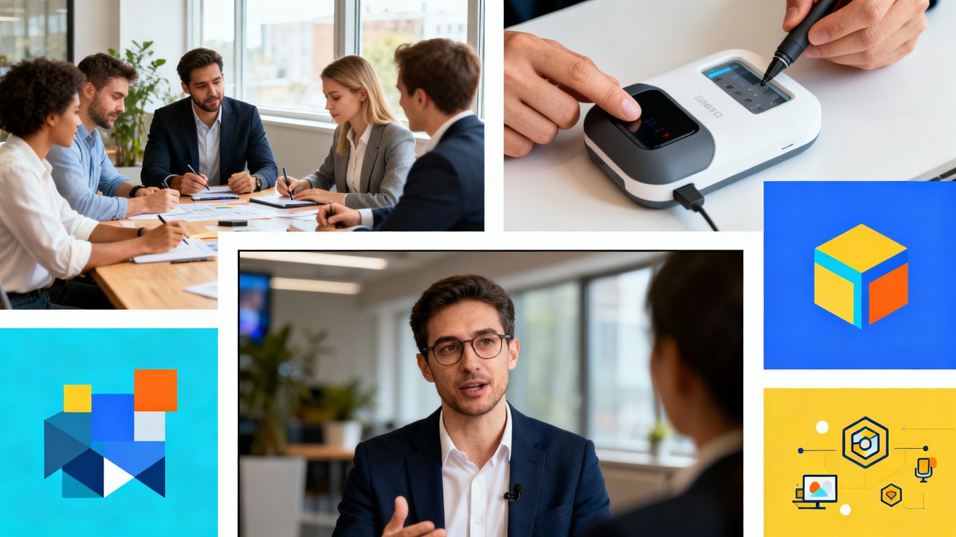 Collage of different corporate video types.