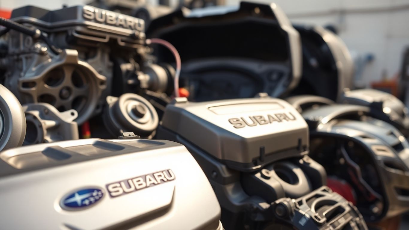 Affordable Subaru replacement parts laid out.