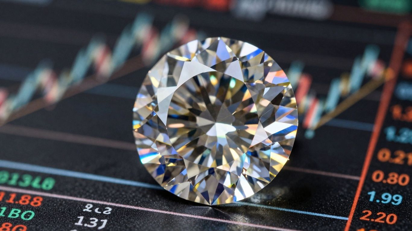 Diamond on blurred stock market background