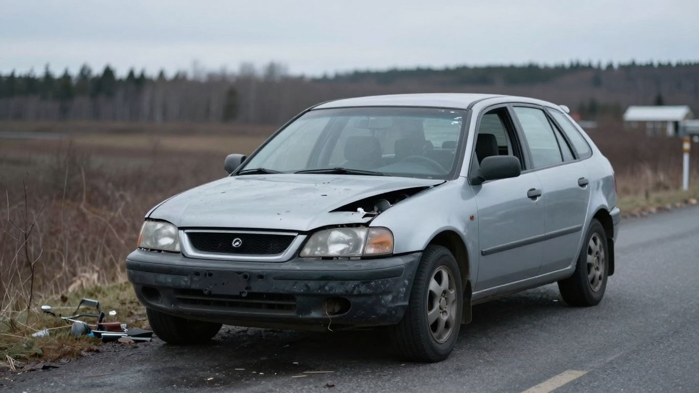 Damaged car after a fatal accident in Duluth.