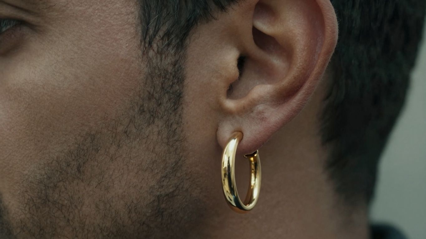 Man wearing a gold hoop earring