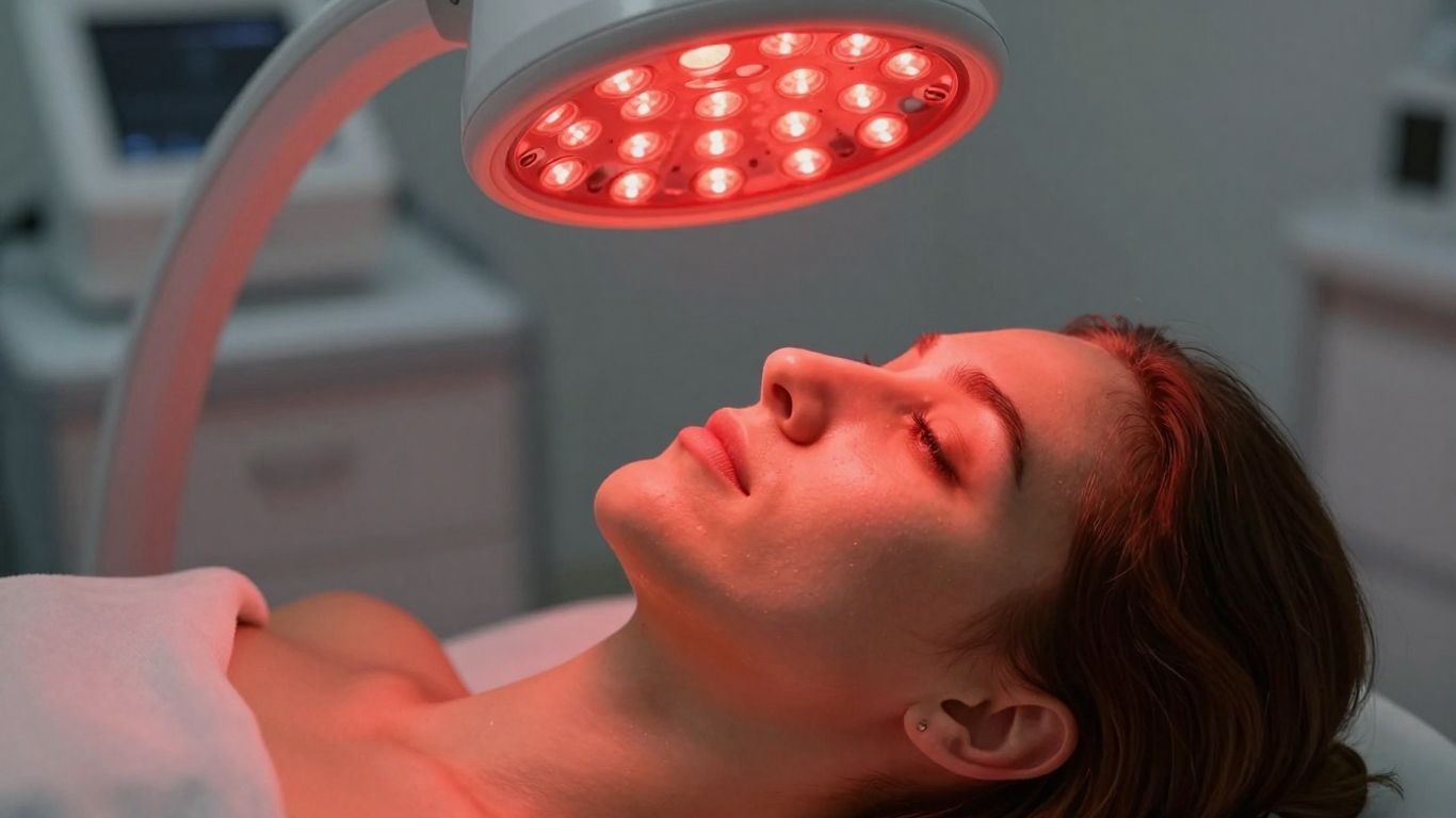 Red light therapy session in a wellness center.
