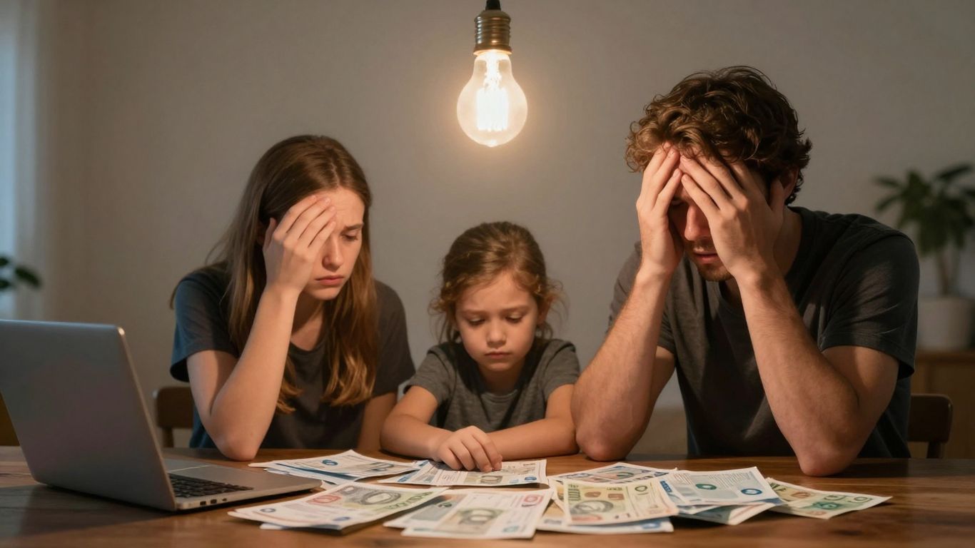 Australian family stressed by high energy bills.